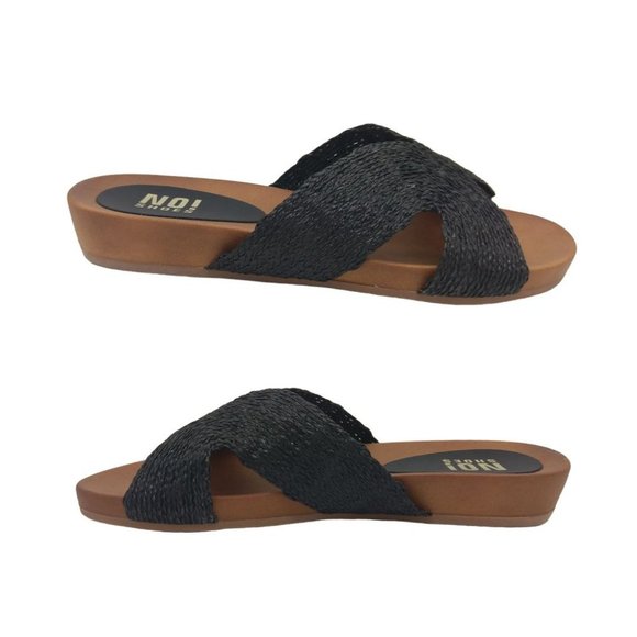 No! Shoes Shoes - Ladies Shoes No! Shoes Yeast Black Weave Low Wedge Sandal Slides